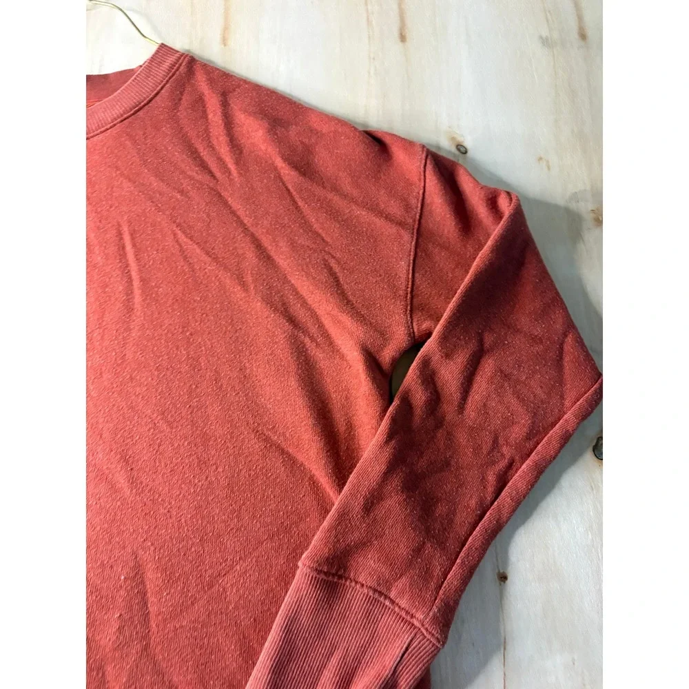 Time and Tru Womens Clay Orange Oversized Crewneck Sweatshirt High Low Hem S 4-6